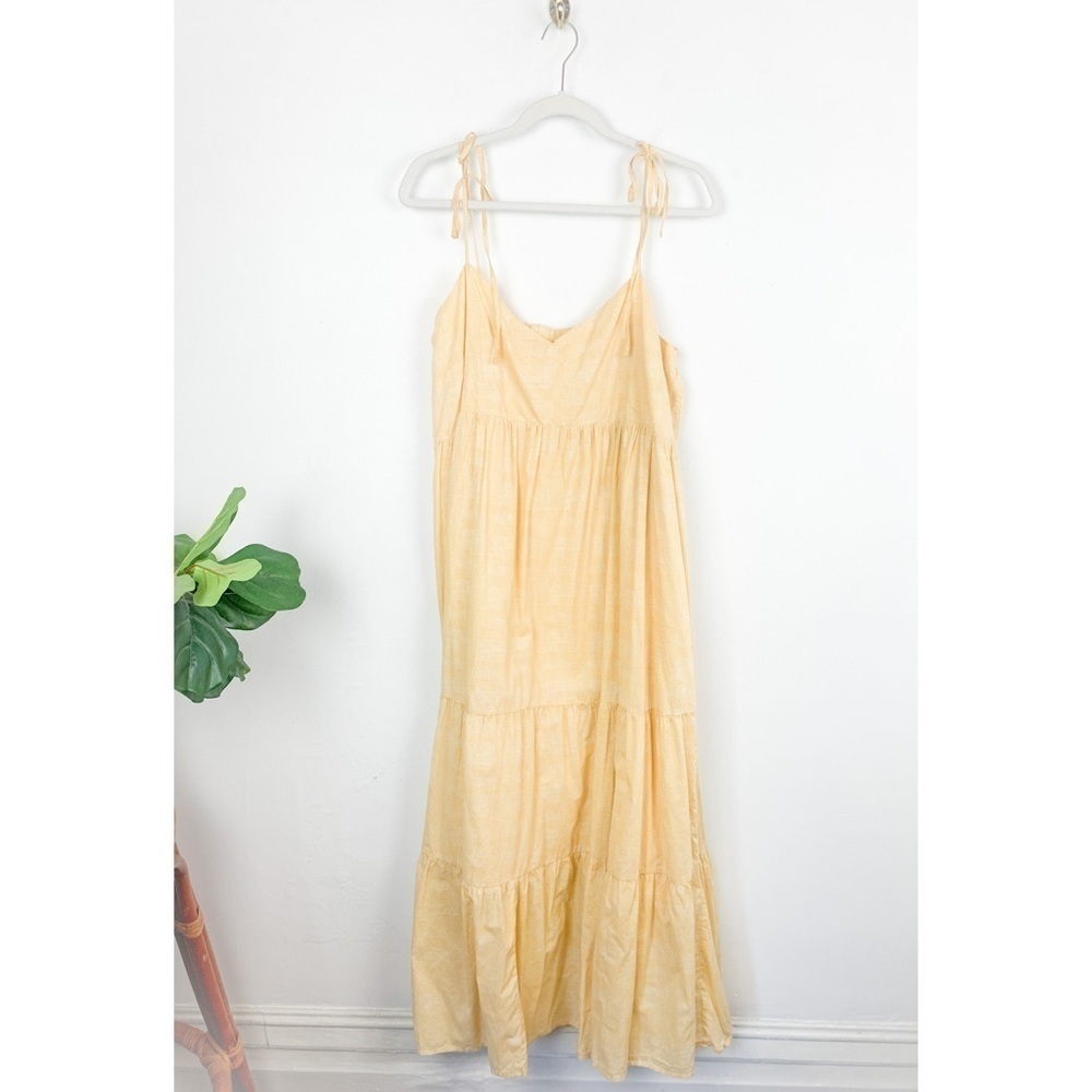 The Nines by Hatch Yellow Tiered Sleeveless Cotton Maternity Midi Dress Sz XXL